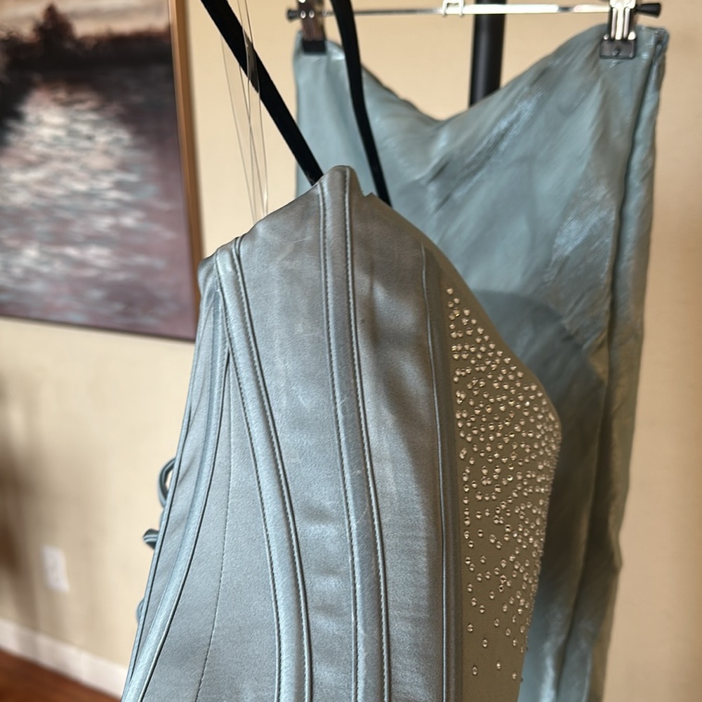 House of CB Set Nastassia & Amadi Cool Blue Embellished Satin corset Maxi sz XS - Picture 14 of 17